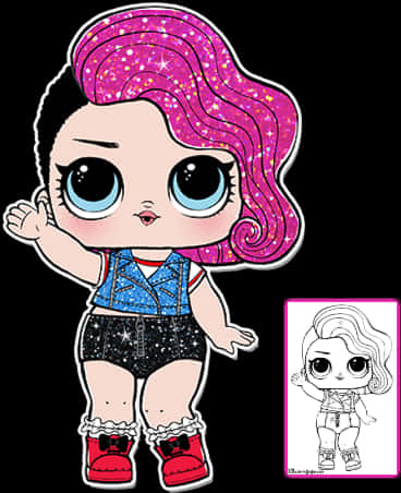 Glittery_ Animated_ Doll_ Character PNG