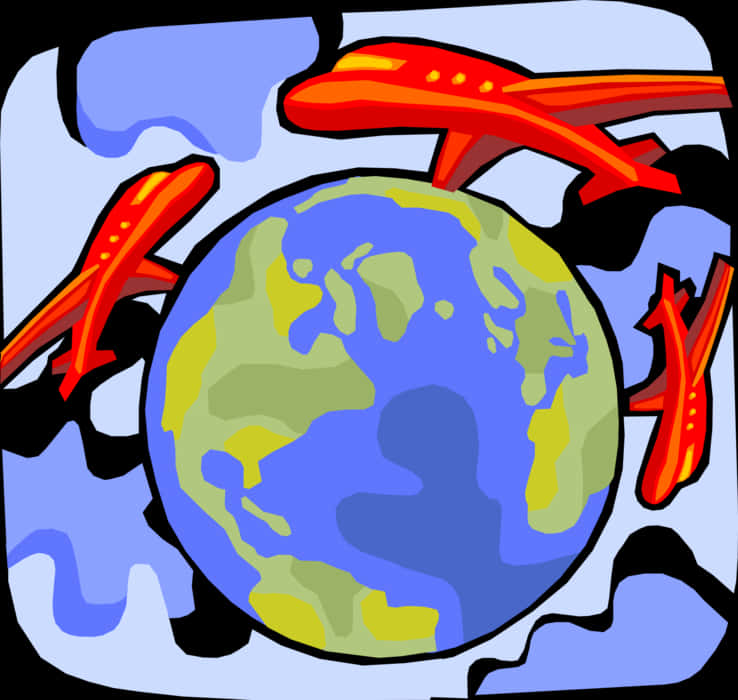 Global Air Travel Cartoon PNG