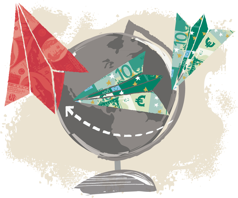 Global Currency Paper Planes PNG