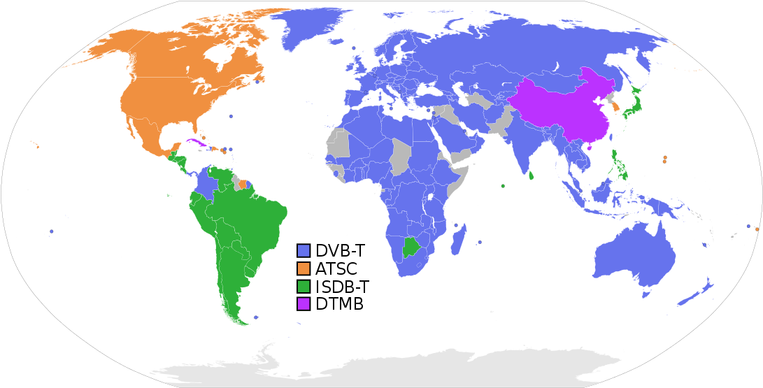 Global Digital T V Standards Map PNG