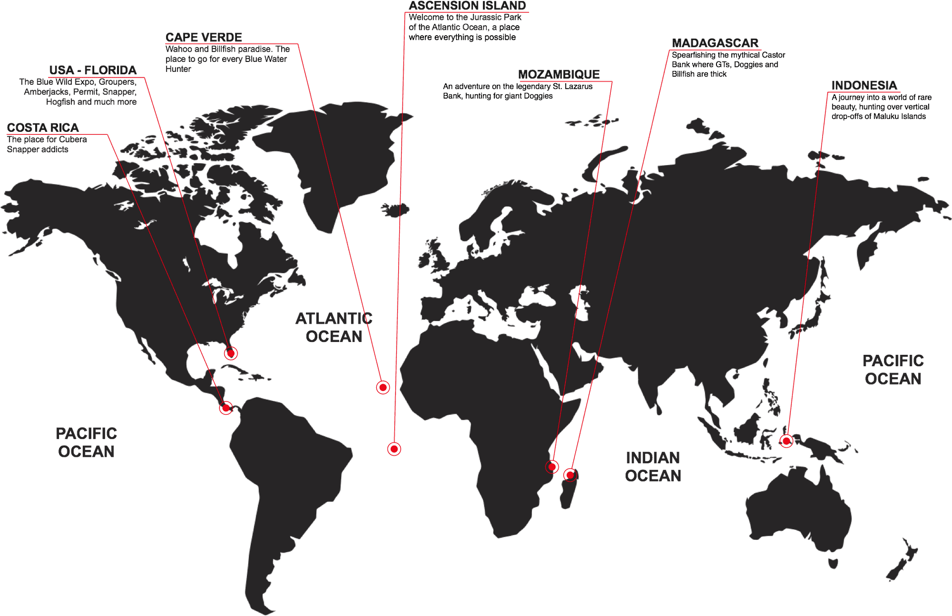 Global Diving Destinations Map PNG