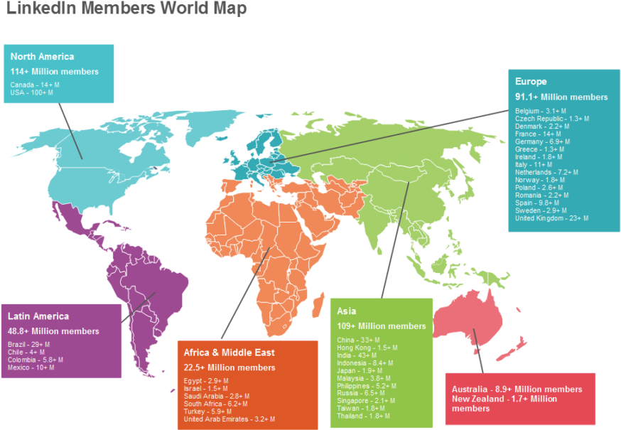 Global Linked In Membership Distribution Map PNG