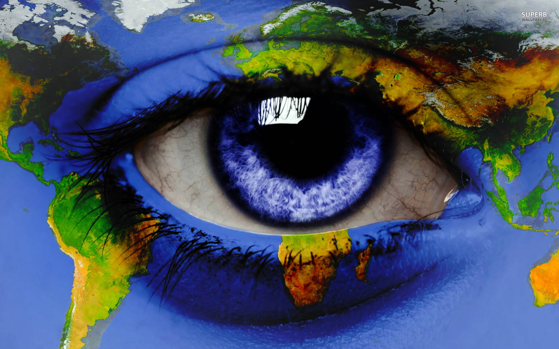 Global Vision_ Eye World Map Art Wallpaper