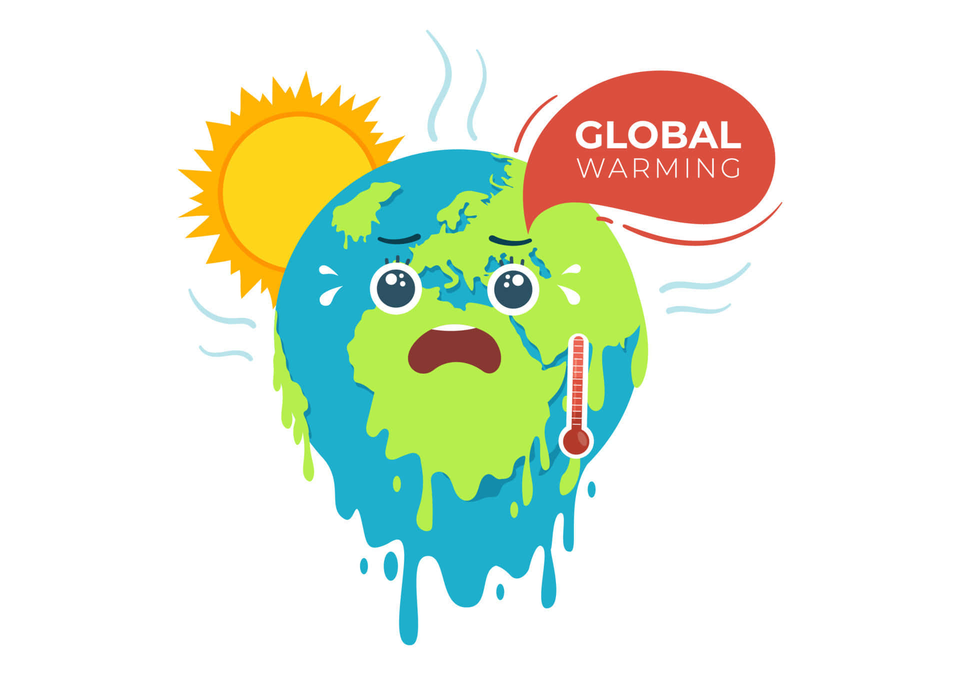Ilustraciónde Caricatura Sobre El Calentamiento Global.