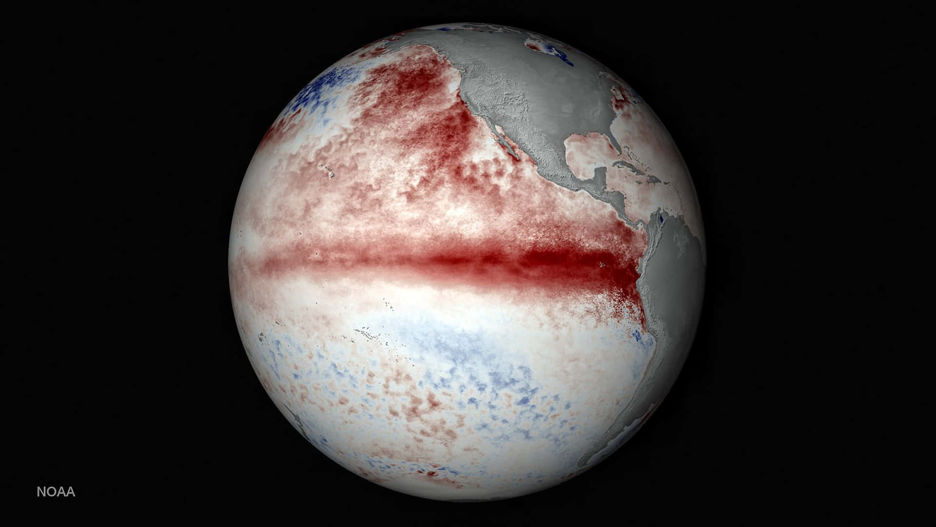 Un'immaginesatellitare Della Terra Con Acqua Rossa E Blu.
