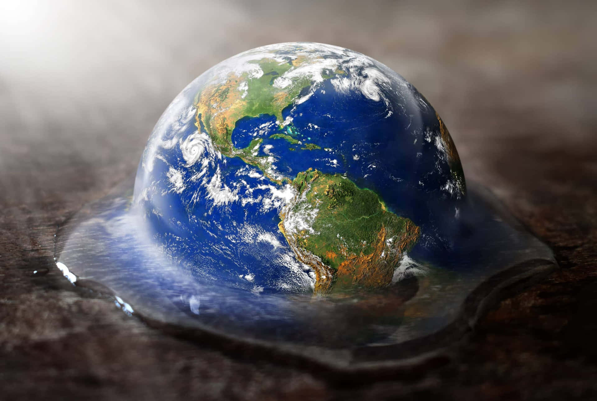A Globe Is Sitting On Top Of A Puddle Of Water