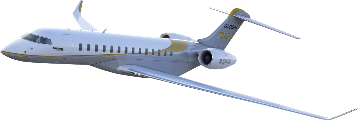 Global7000 Business Jet In Flight PNG