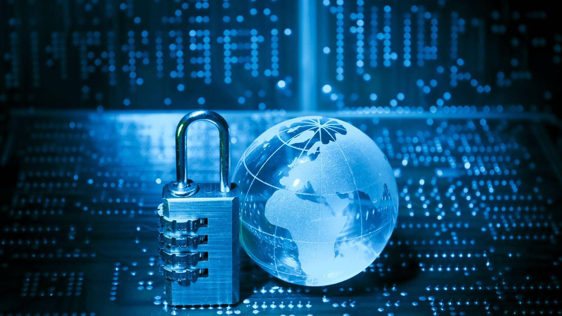 Globe And Padlock Cyber Security Wallpaper