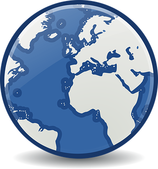 Globe Icon Blueand White PNG