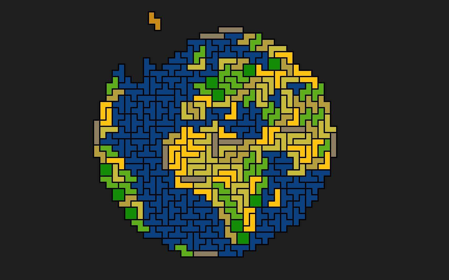 Caption: A Colorful Globe Constructed from Tetris Blocks Wallpaper