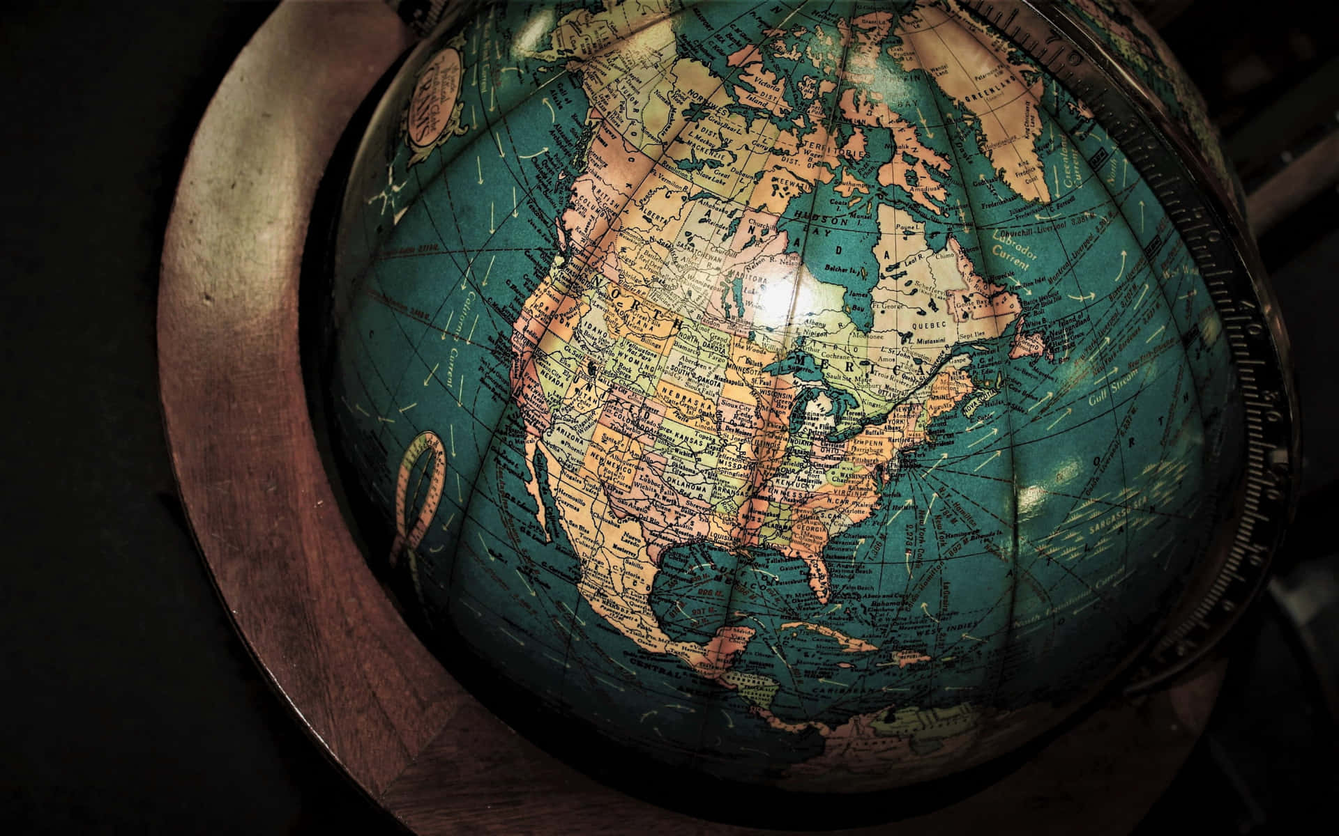 Globe Map Of Earth With Metal Equator Wallpaper