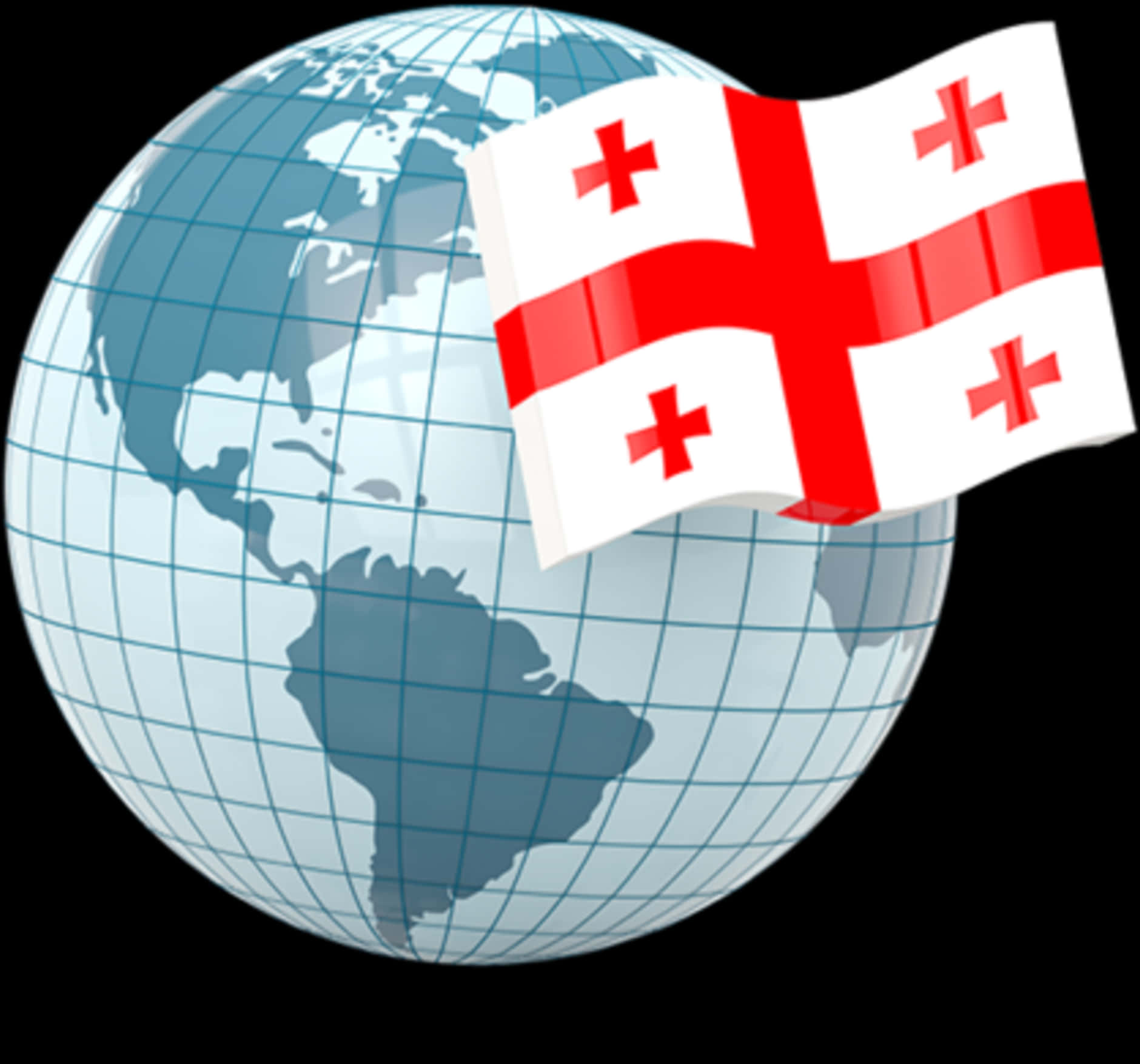 Globewith Georgia Flag Graphic PNG