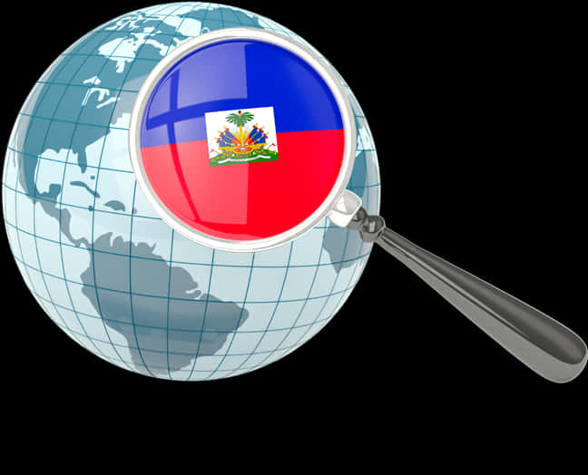 Globewith Magnifying Glass Haiti PNG