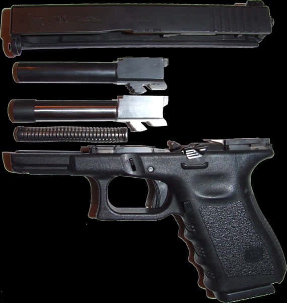 Glock Pistol Disassembled PNG