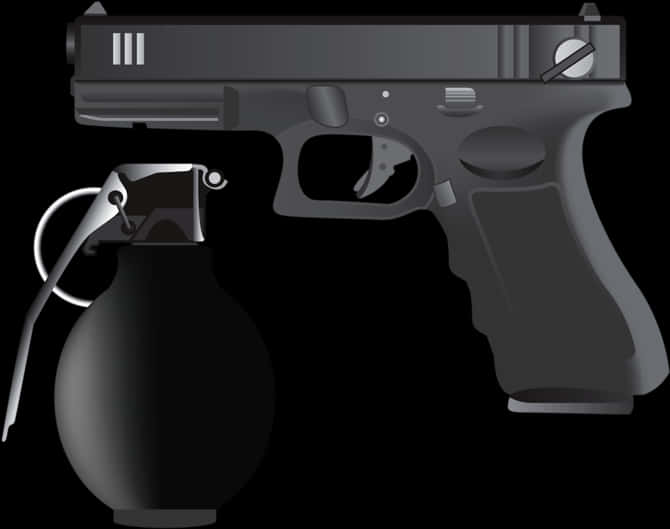 Glock Pistoland Hand Grenade Silhouette PNG