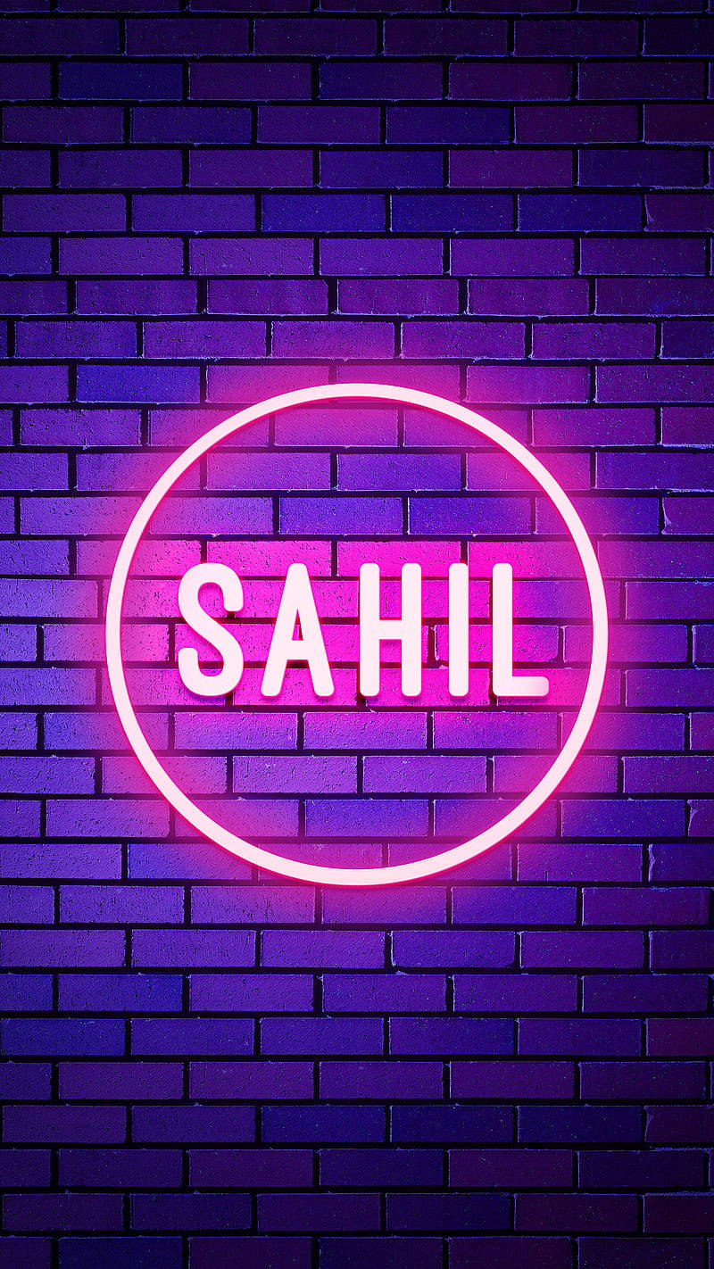 Glødende Neon Sahil Navn Wallpaper