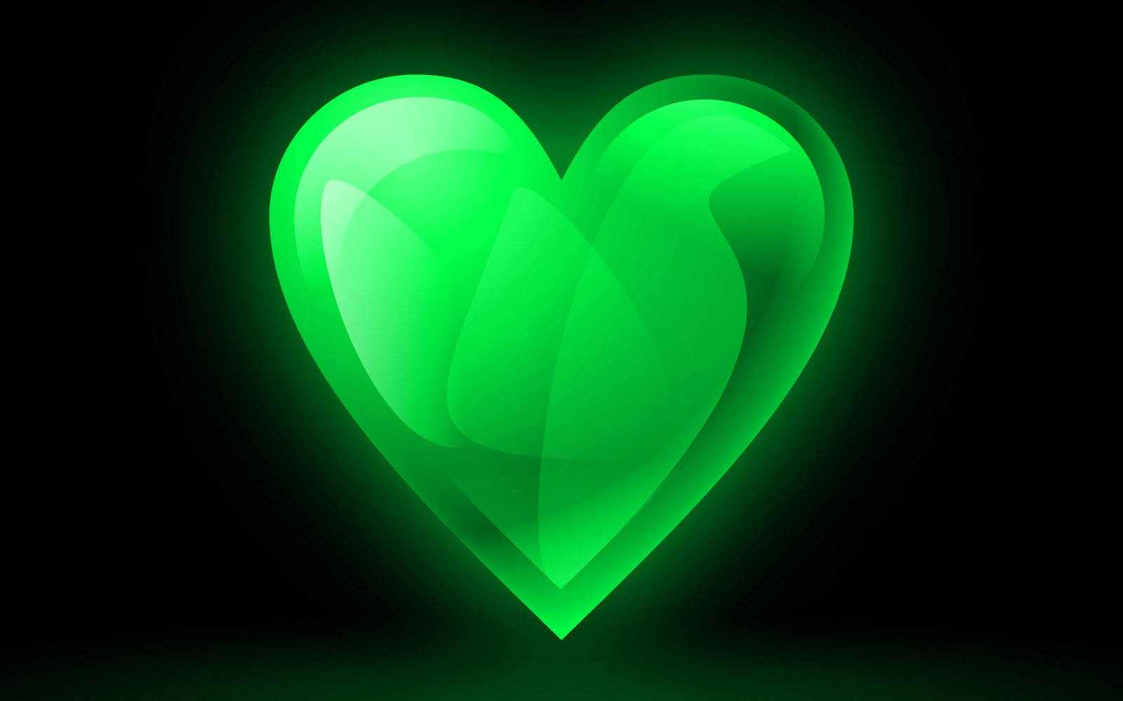 Glødende Stort Grønt Hjerte Wallpaper