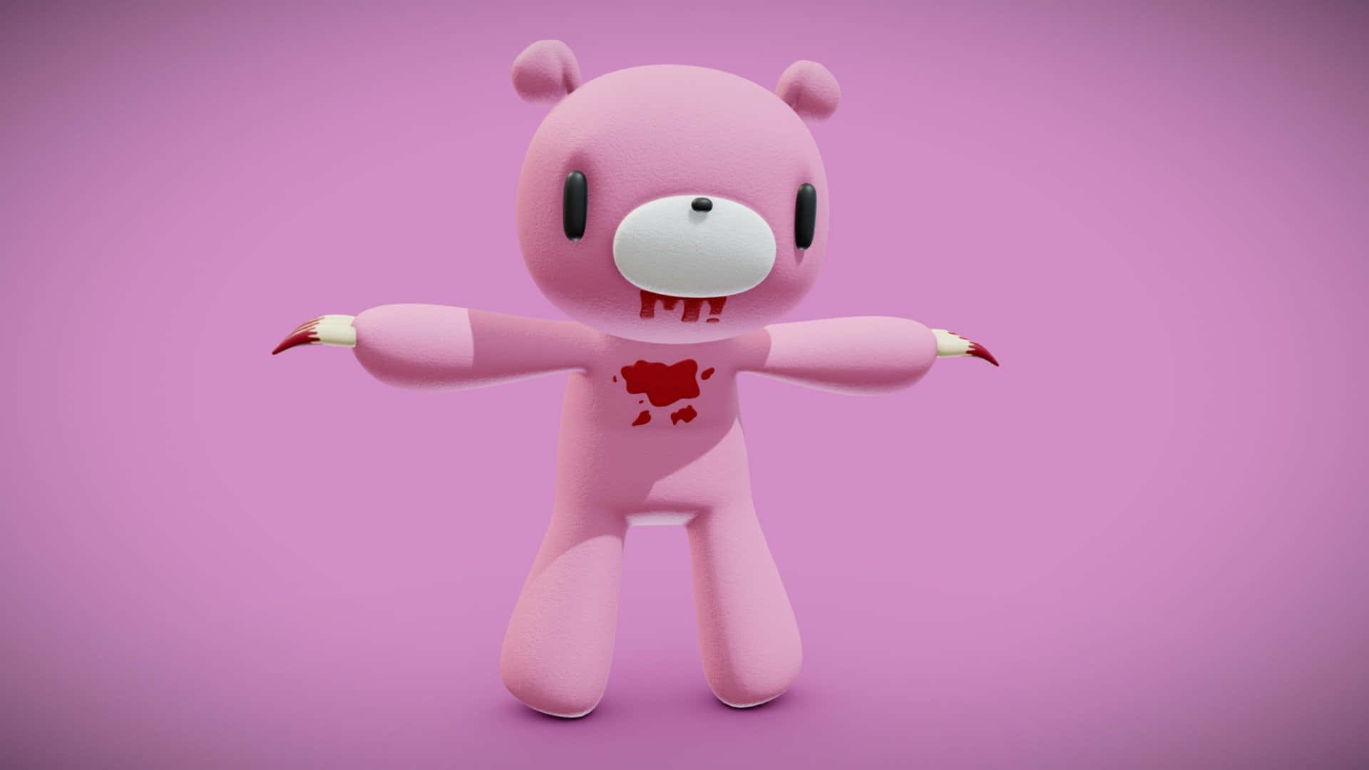 A Pink Teddy Bear With Blood On His Face Wallpaper