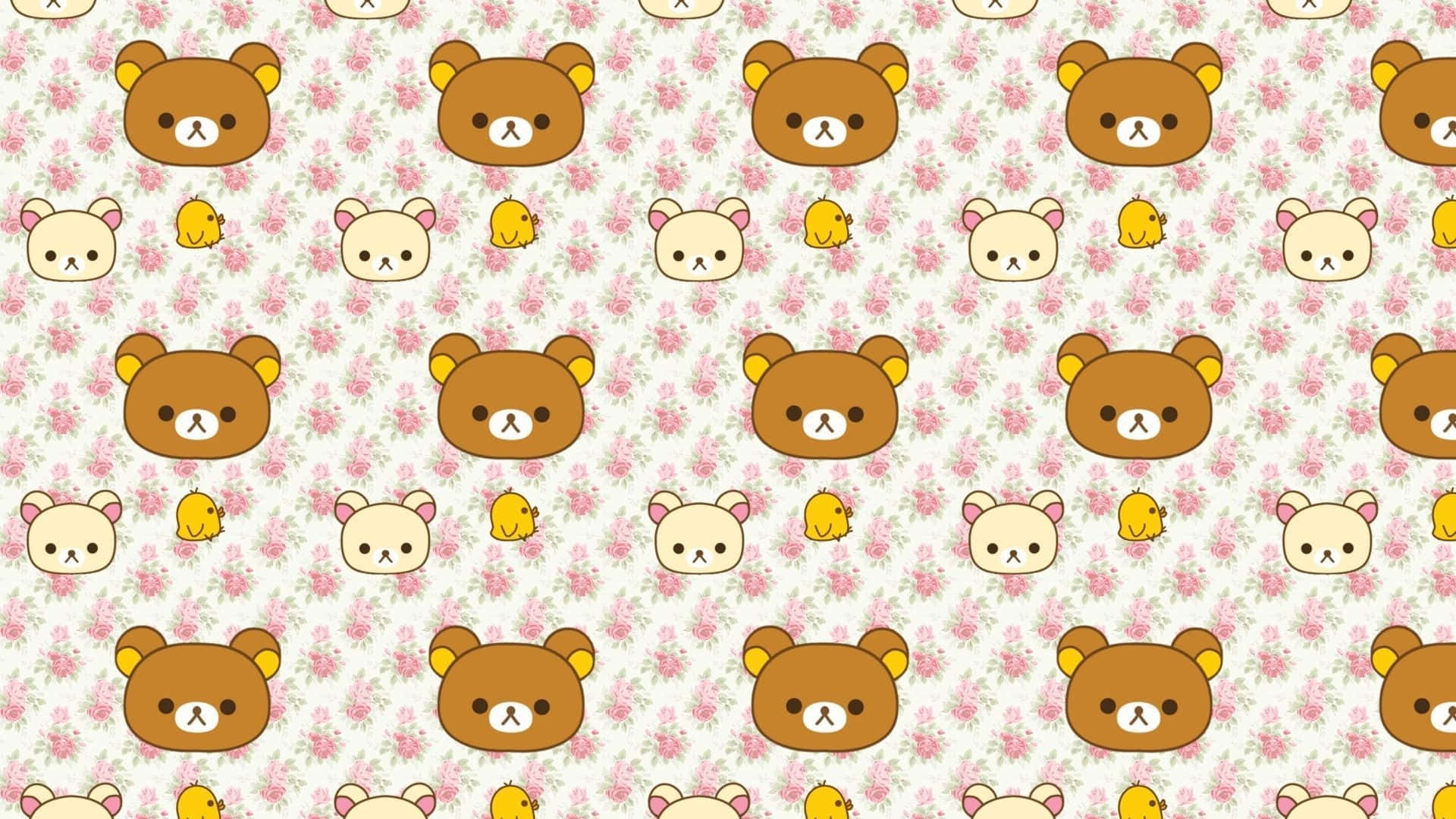 A Pattern With A Bear And A Flower Wallpaper