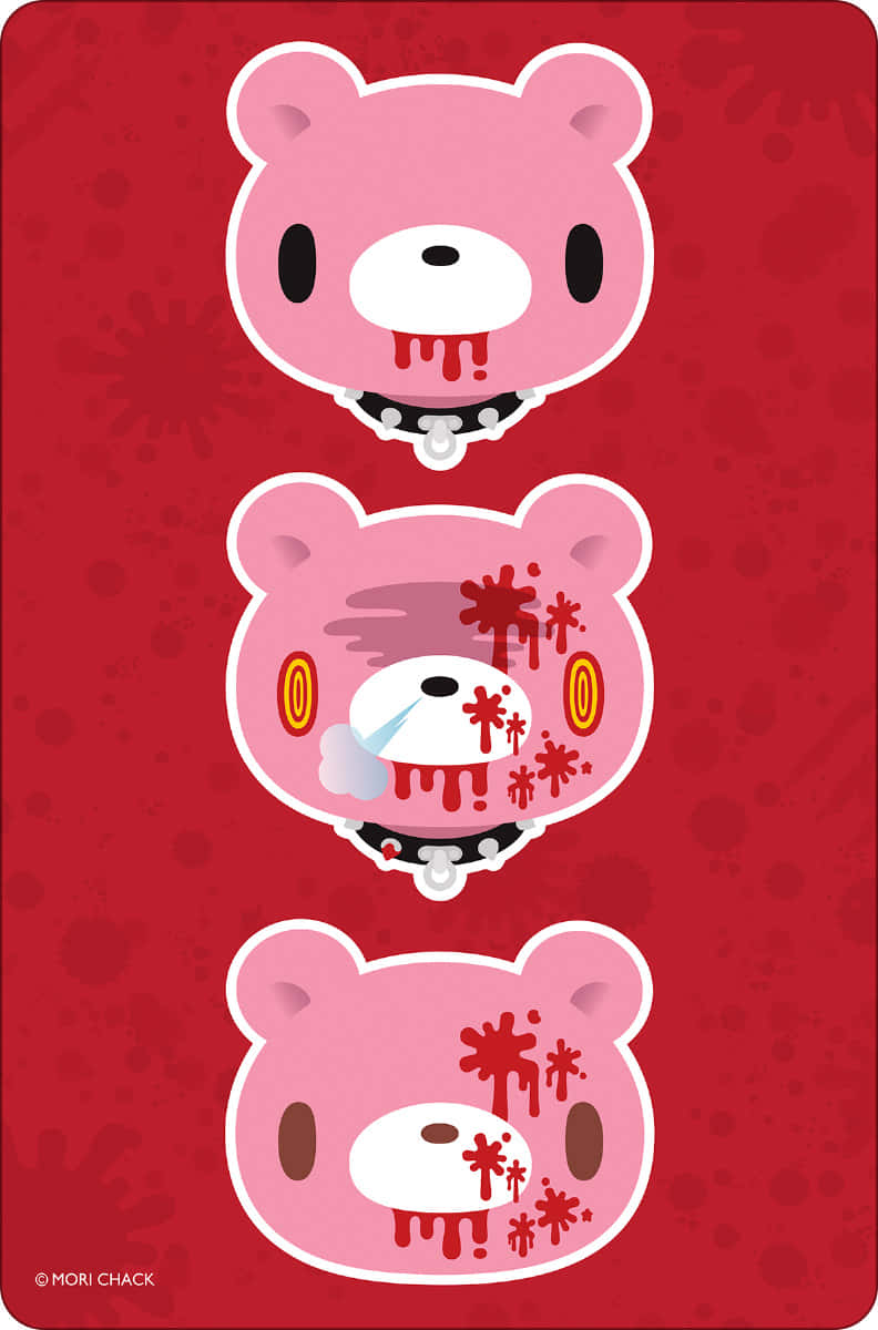 A Pink Teddy Bear With Blood On It Wallpaper