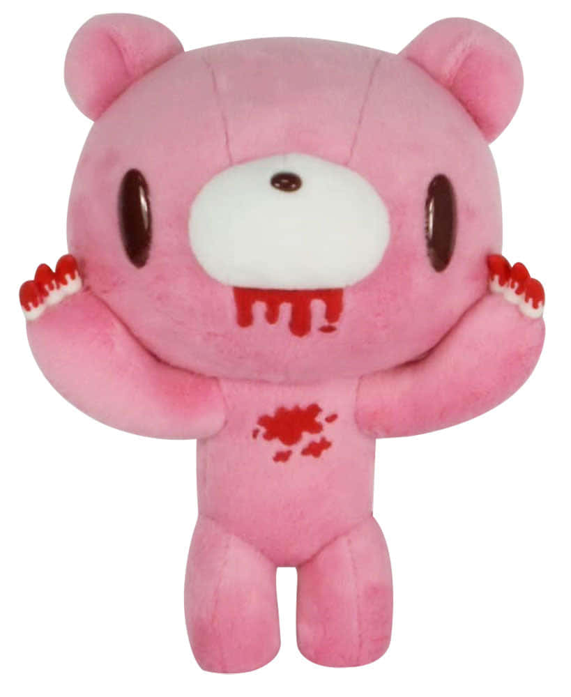 A Pink Teddy Bear With Blood On Its Face Wallpaper