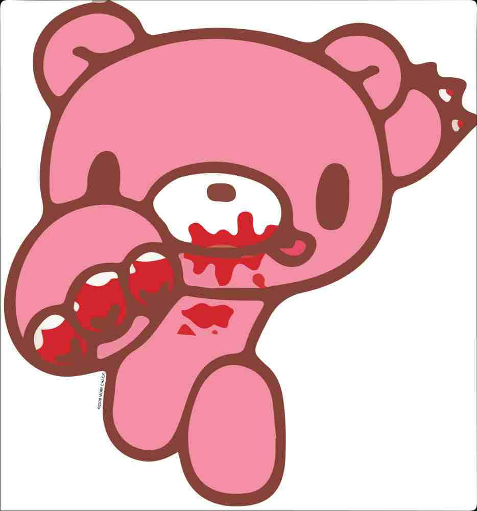 En lyserød teddybjørn med blod på dens ansigt. Wallpaper
