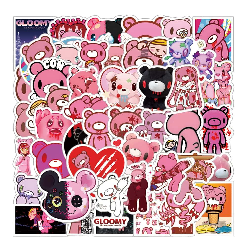 Gloomy Bear With Different Designs Wallpaper