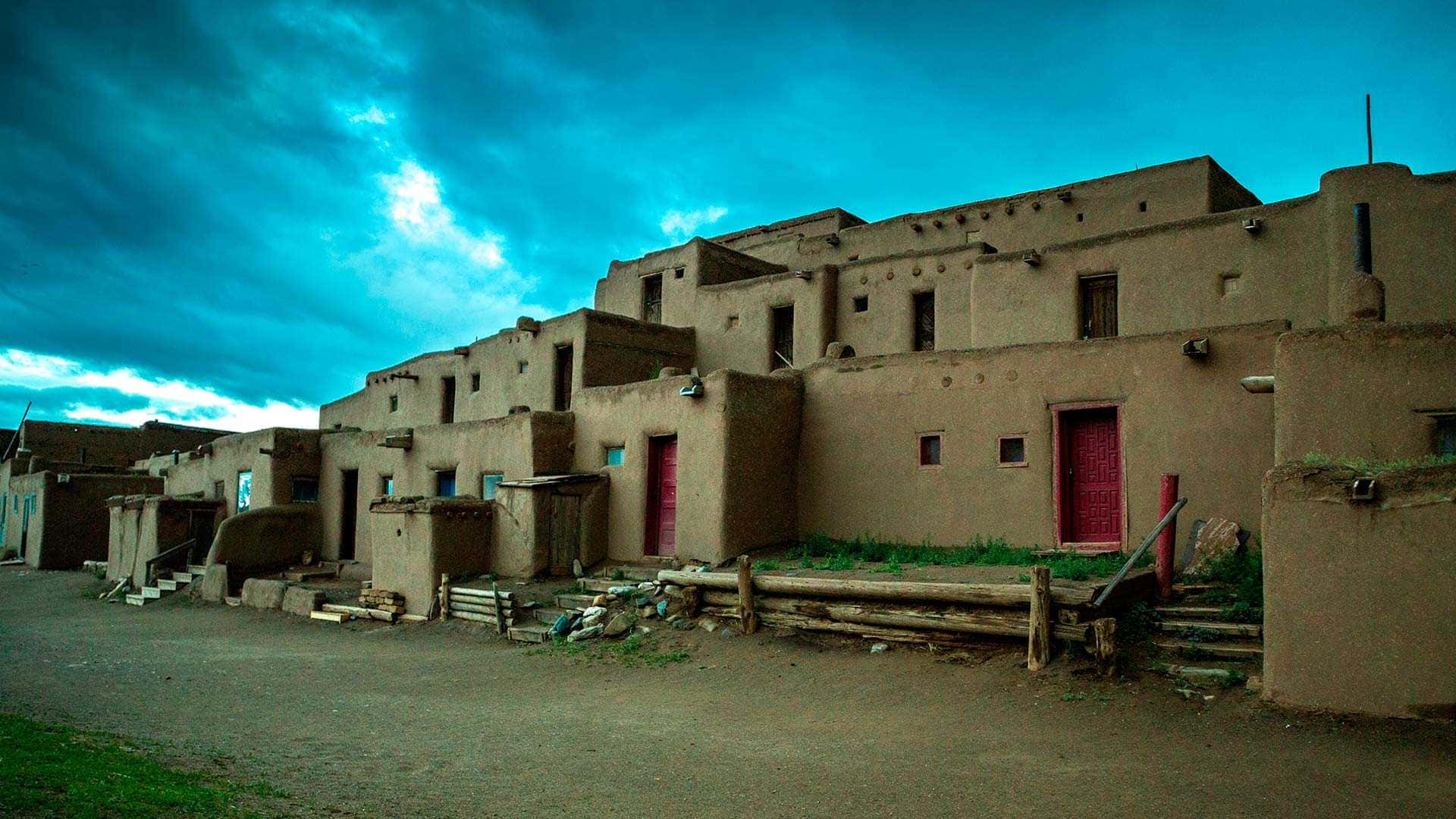 Gloomy Day in Taos Pueblo, New Mexico Wallpaper
