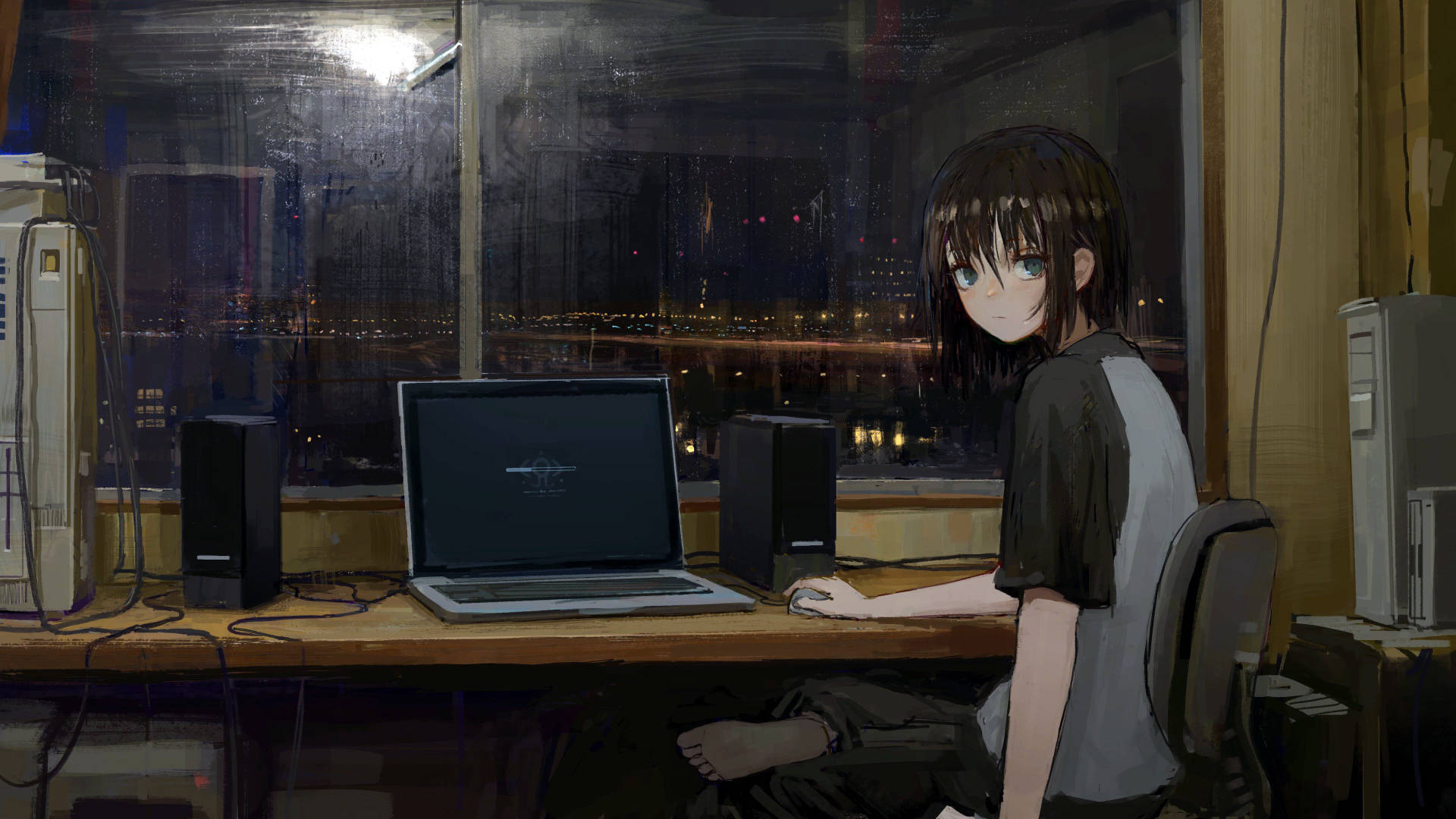 Gloomy Desk Anime Girl Wallpaper
