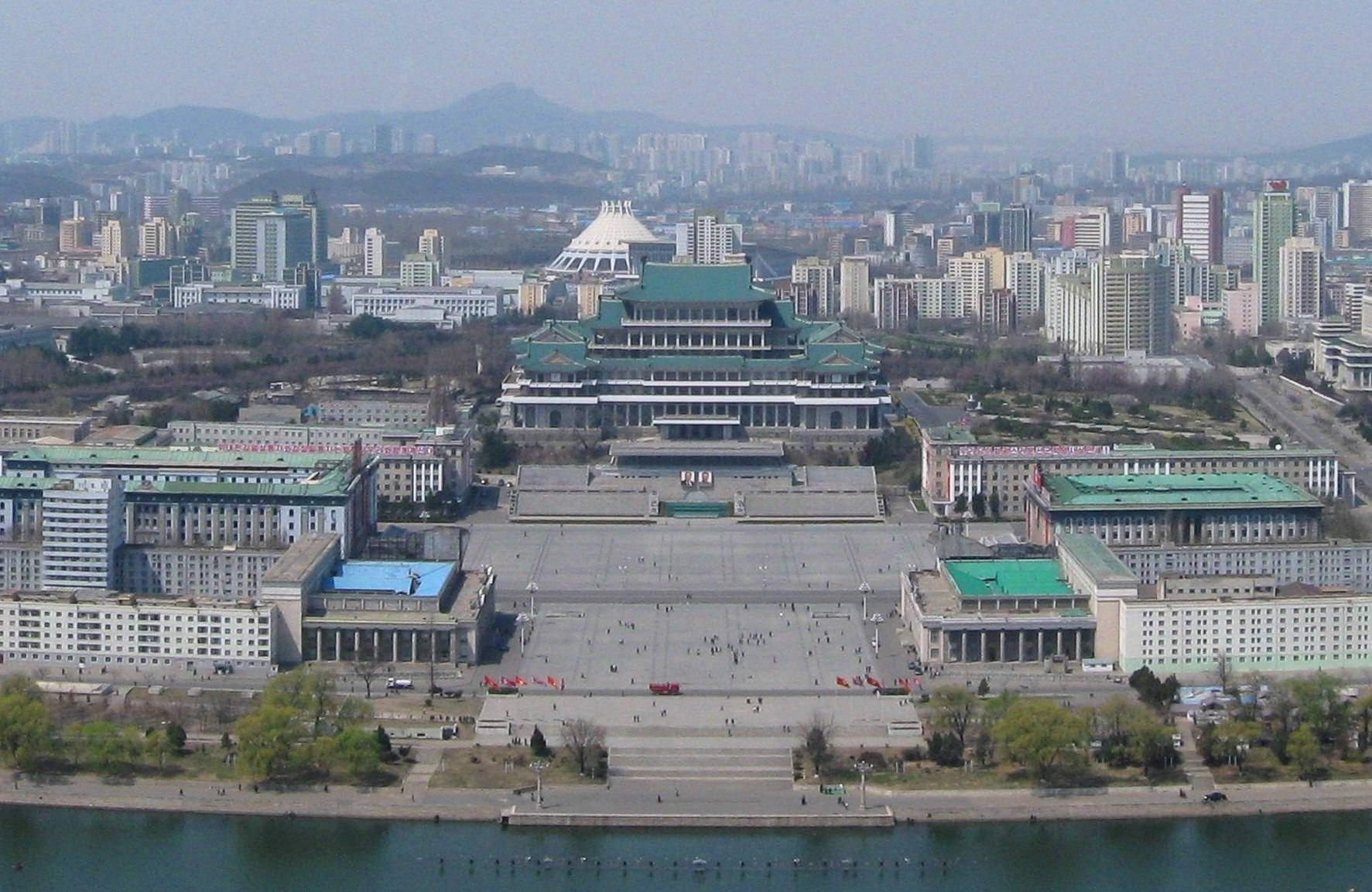 Gloomy Kim Il Sung Square Pyongyang Wallpaper