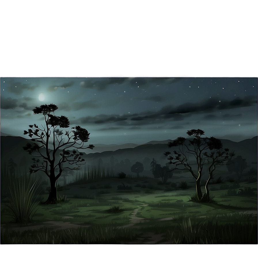 Gloomy Night Landscape Png 06242024 PNG