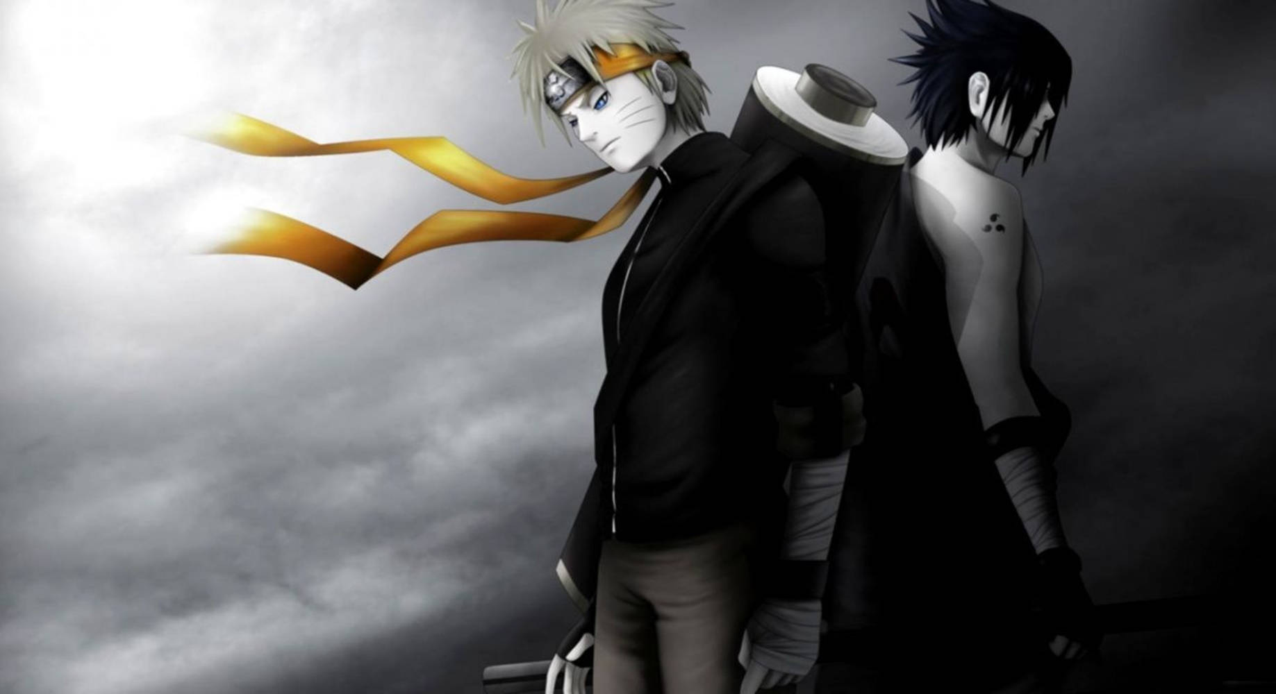 Gloomy Sasuke And Naruto Black Wallpaper