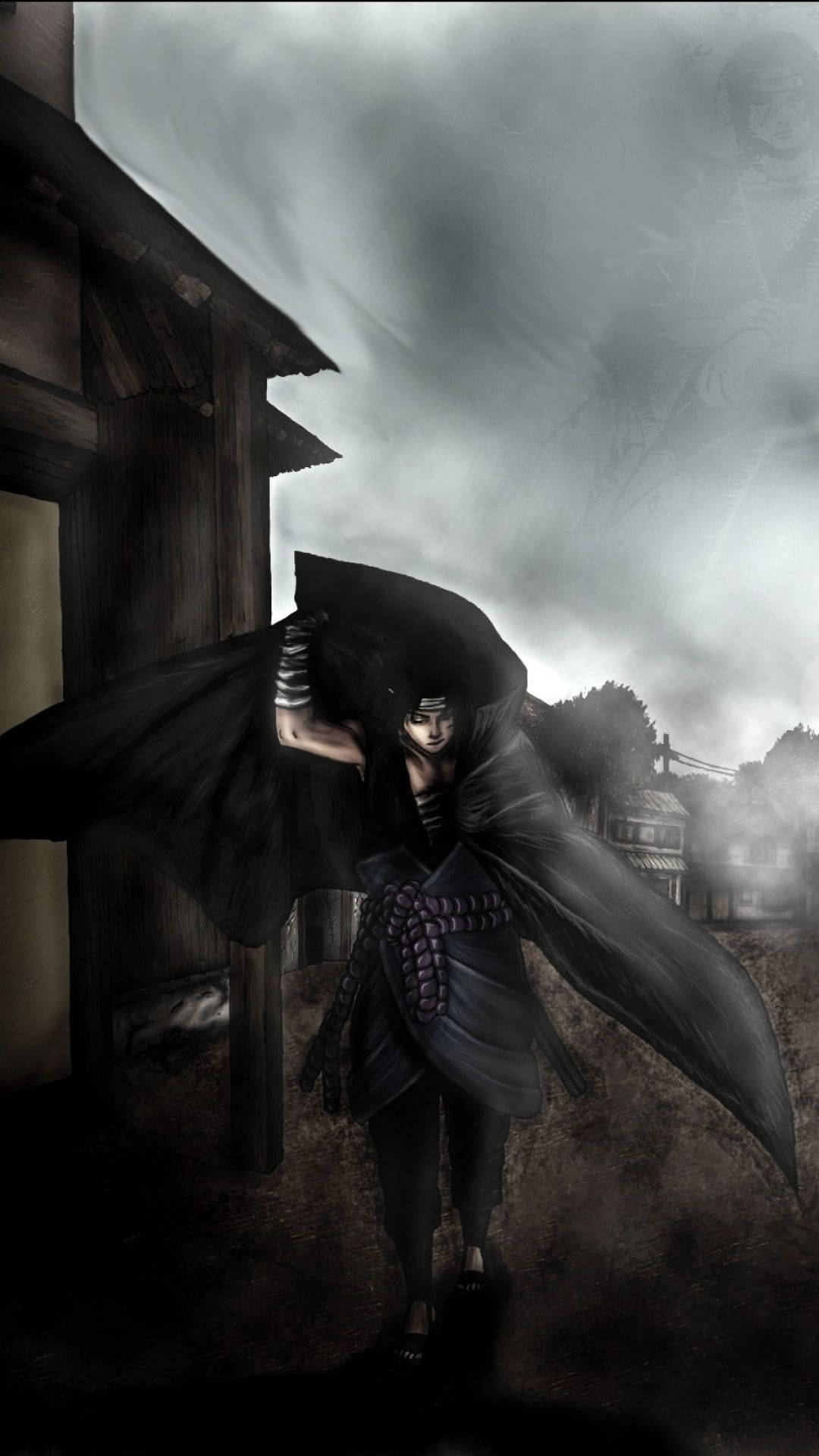 Gloomy Sasuke Naruto iPhone Digital Art Wallpaper