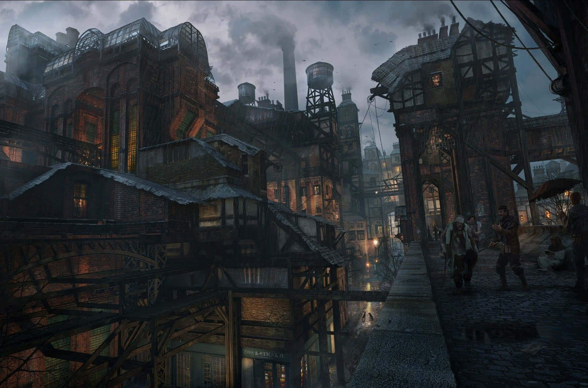Gloomy Steampunk Alleyway.jpg Wallpaper