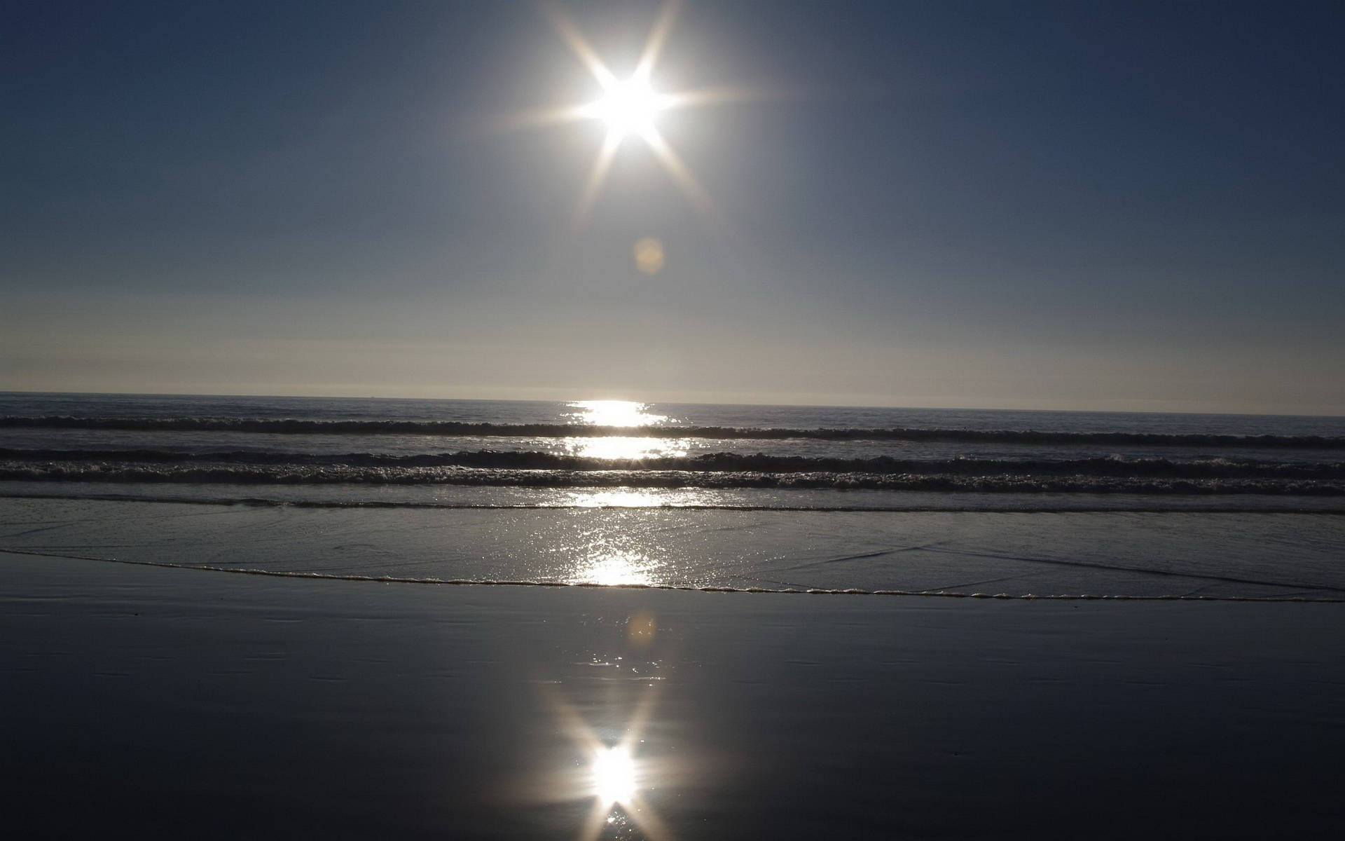 Gloomy Sunset Horizon Beach Desktop Picture