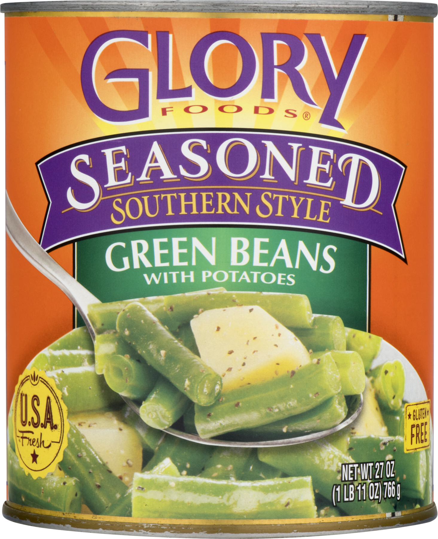 Glory Foods Seasoned Green Beanswith Potatoes Can PNG