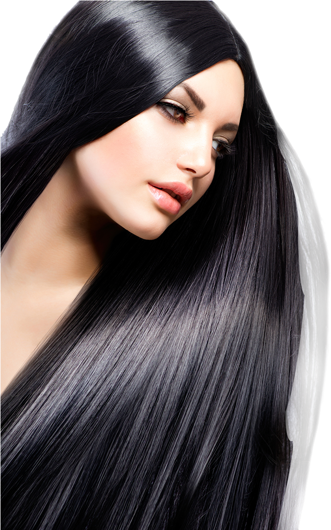 Glossy Black Hair Model PNG
