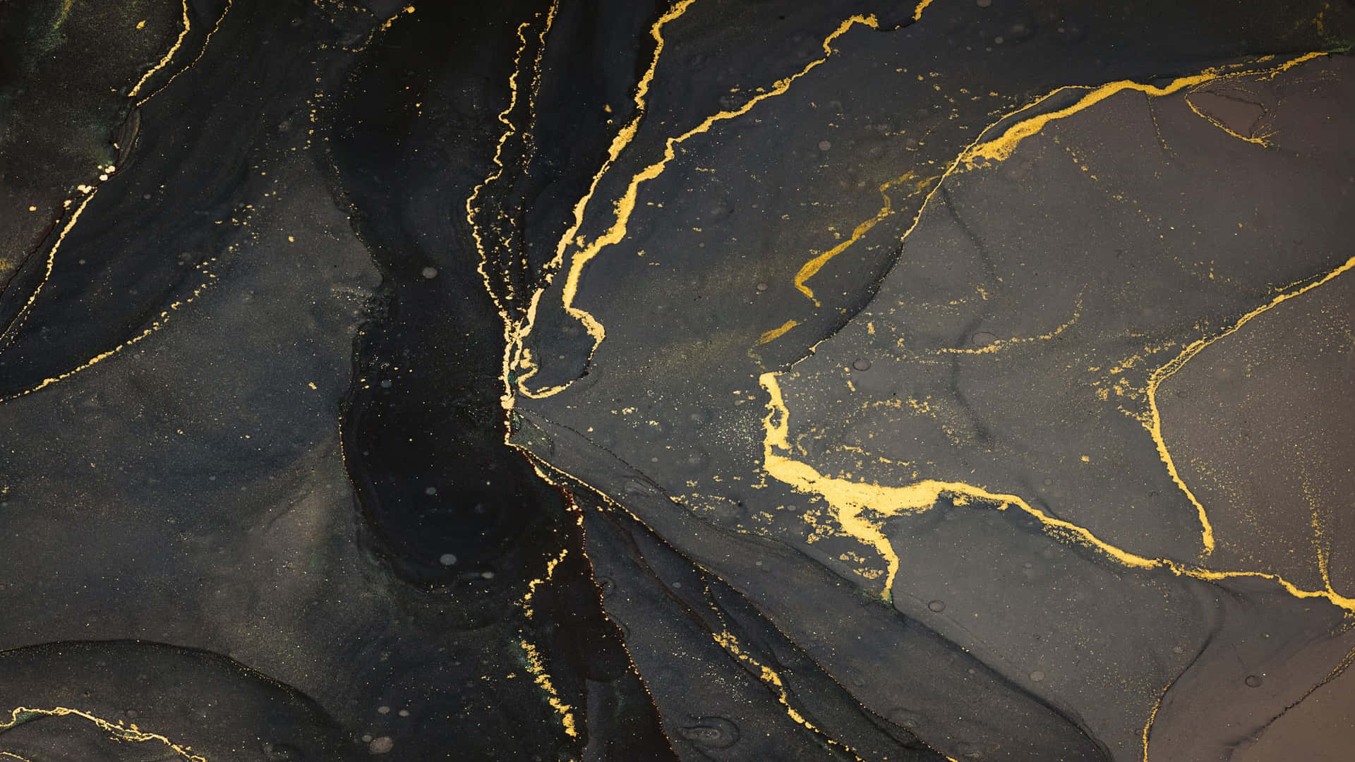 Glossy Black Marble Texture With Gold Streaks Wallpaper