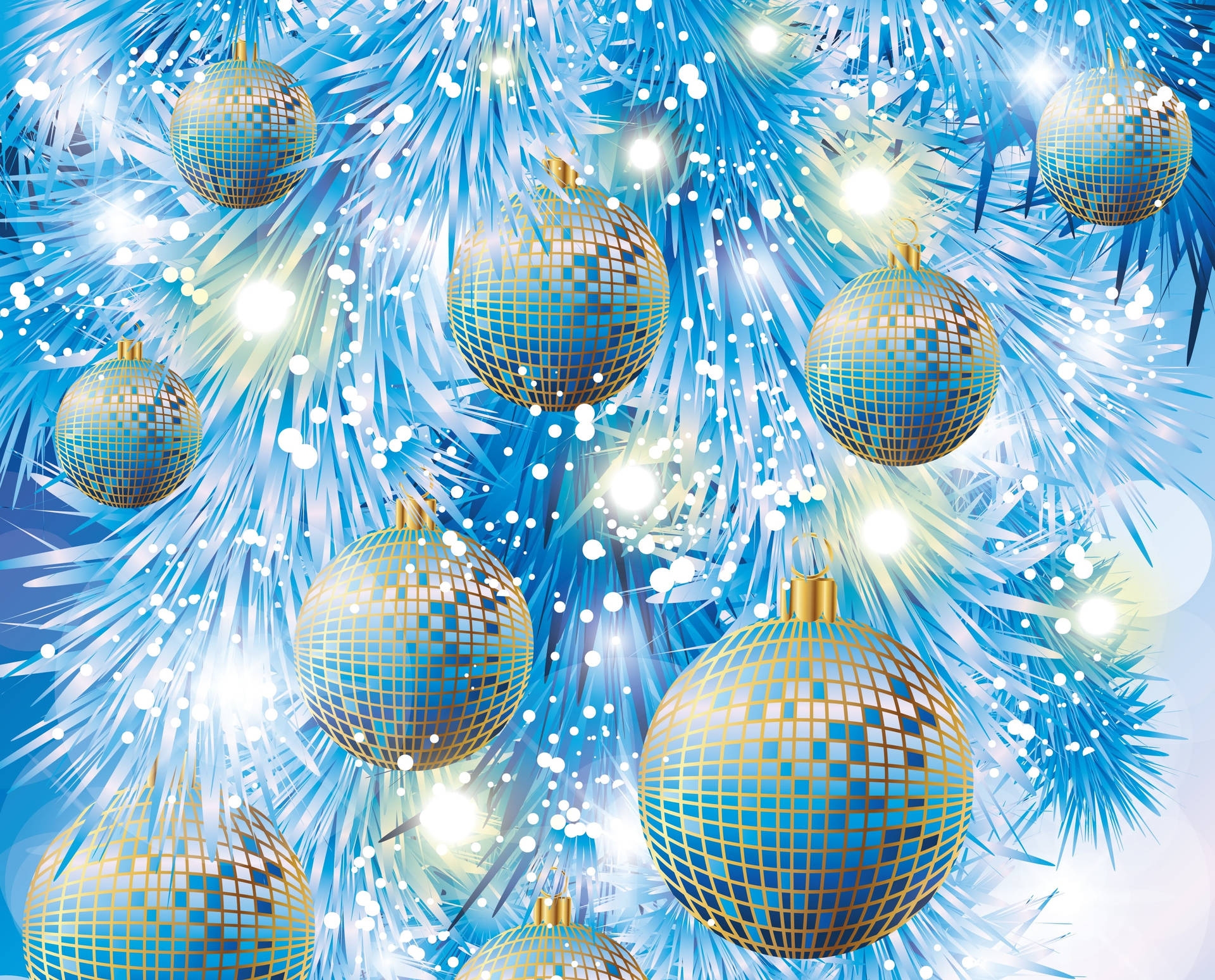 Glossy Blue Mirror Christmas Balls Wallpaper
