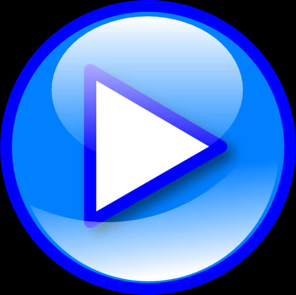 Glossy Blue Play Button Icon PNG