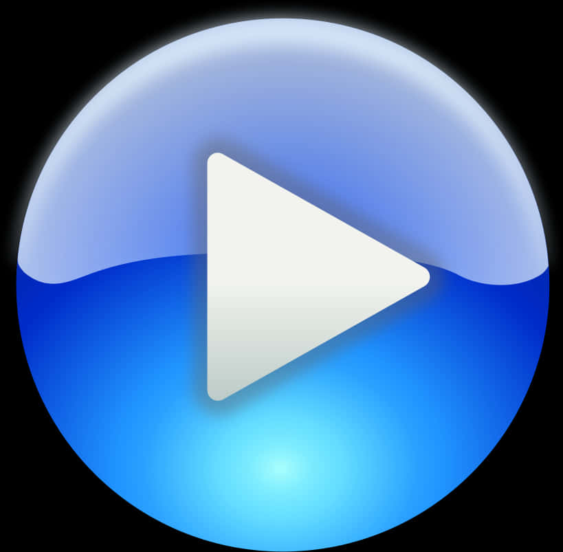 Glossy Blue Play Button PNG