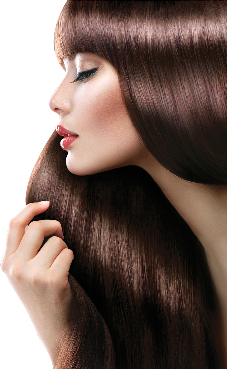Glossy Brunette Hair Model Salon PNG