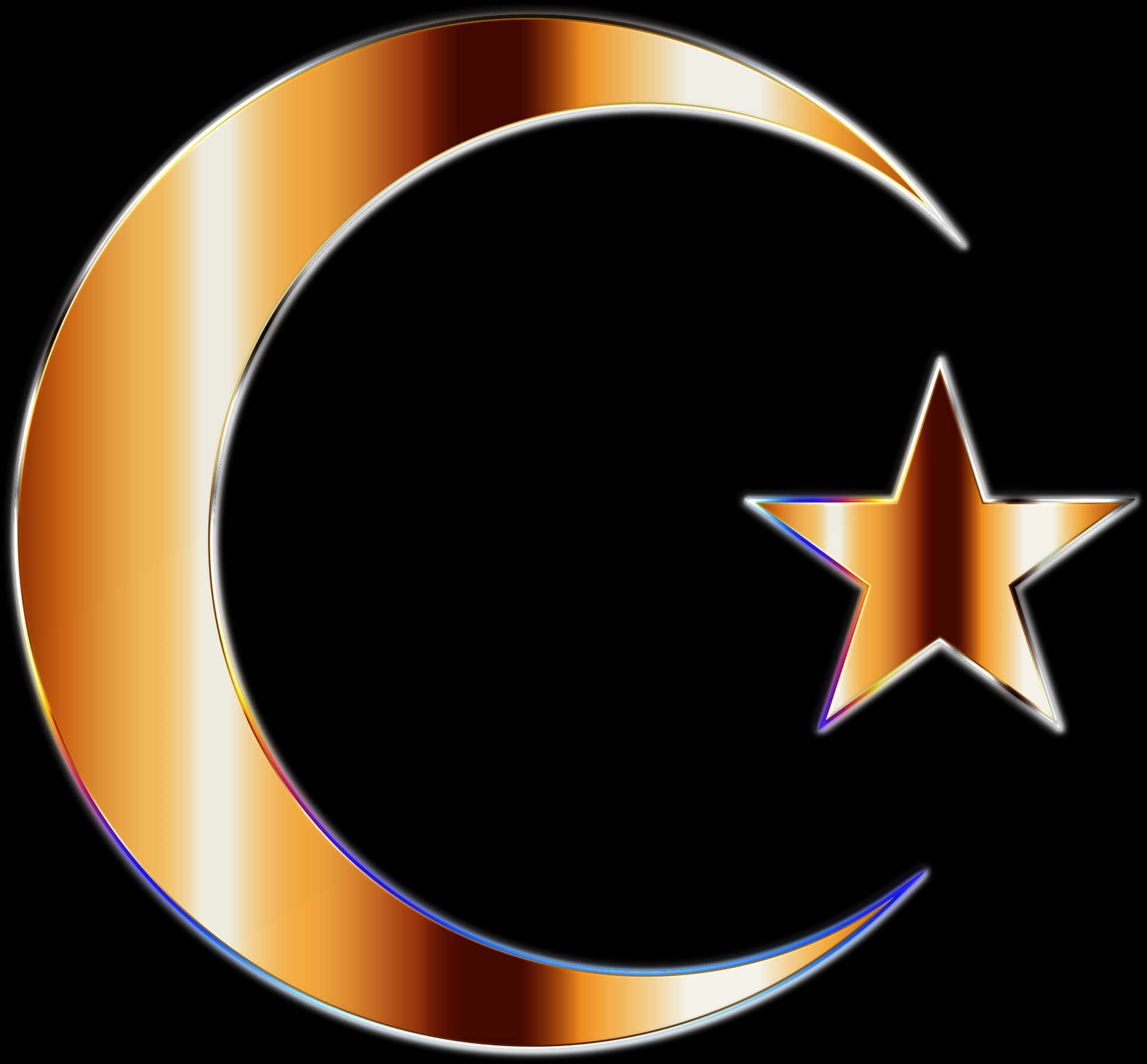 Glossy Crescent Moonand Star PNG