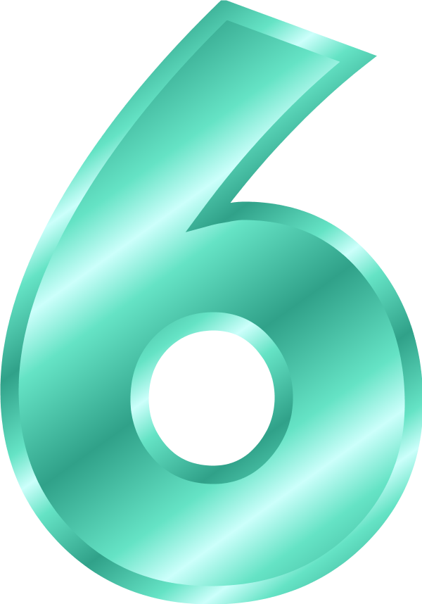 Glossy Green Number Six Graphic PNG