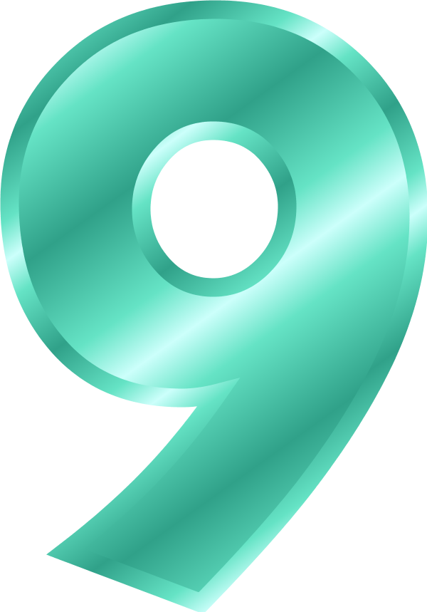 Glossy Green Number9 PNG