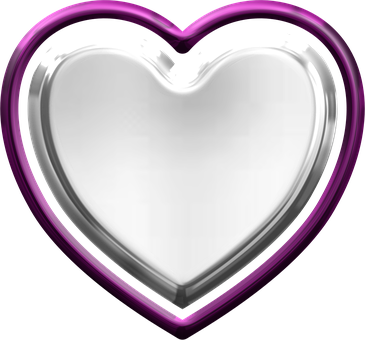 Glossy Heart Icon Purple Outline PNG