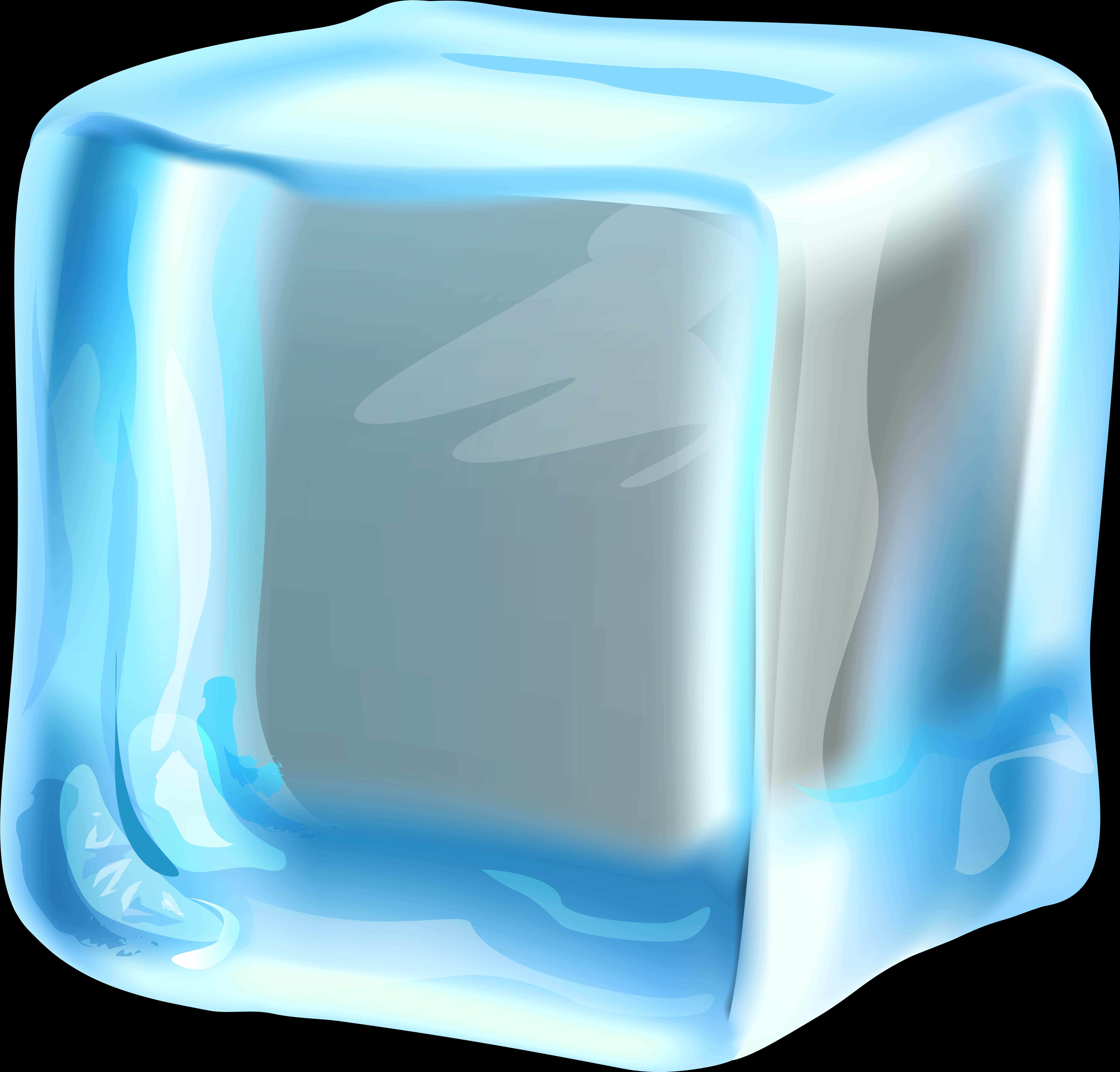 Glossy Ice Cube Illustration PNG