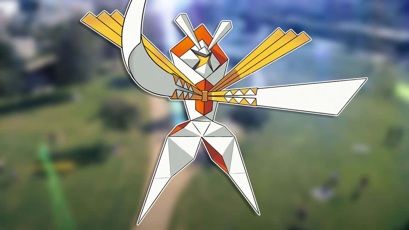 Glossy Kartana Pokemon With Blurred Background Wallpaper