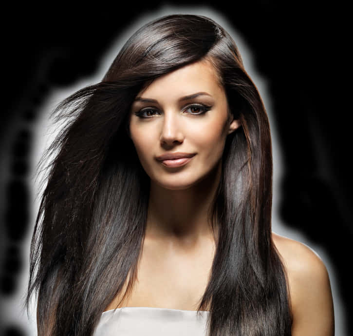 Glossy Long Brunette Hair Portrait PNG