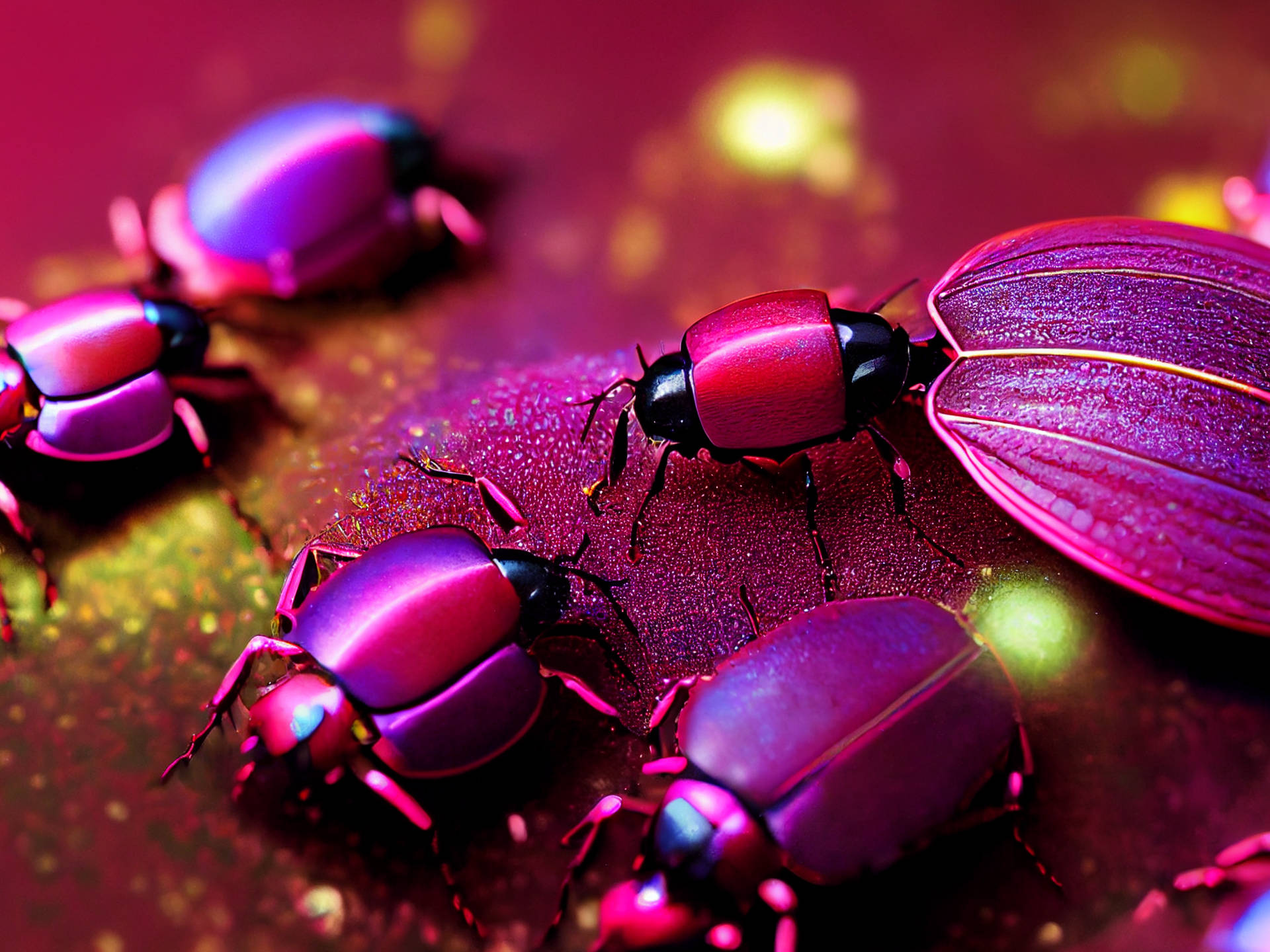 Glossy Magenta Insects Up-close Wallpaper